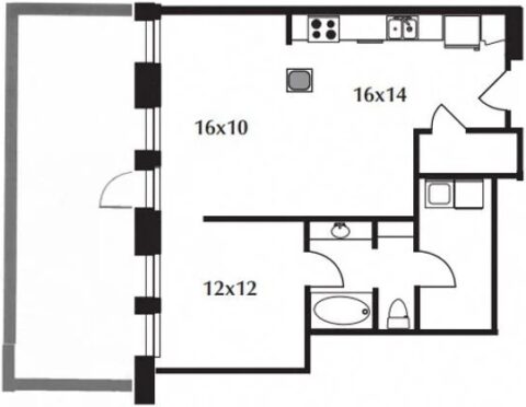 B11.1 Floor Plan The floor plan includes a kitchen, living area, bedroom, bath, and a terrace.