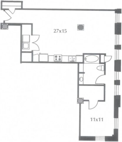 B18 Floor Plan The floor plan includes a kitchen and living area, a bedroom, and a bath.