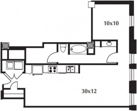B19 Floor Plan The floor plan includes a kitchen and living area, a bedroom, and a bath.